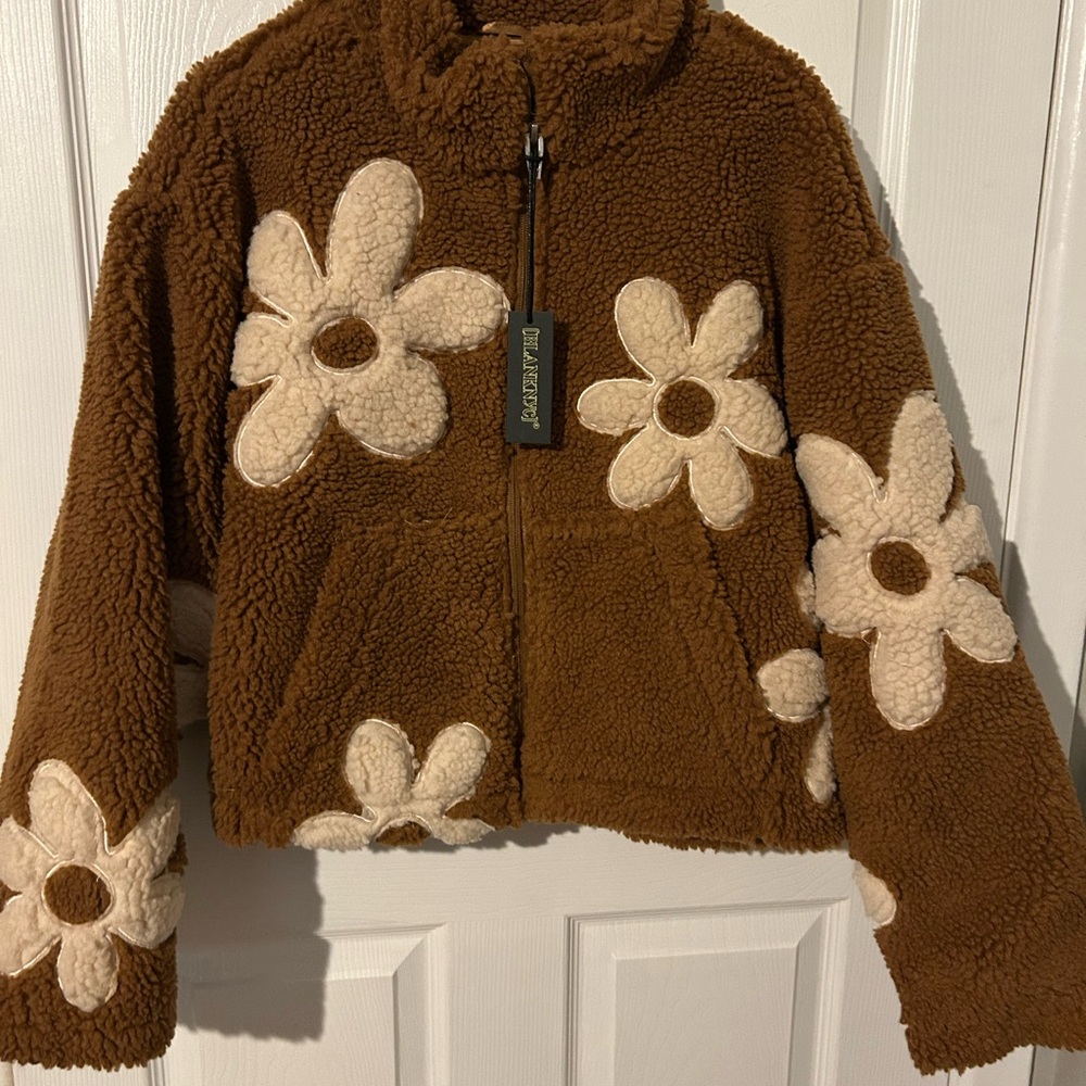 Blank NYC Brown Floral Puffer Jacket